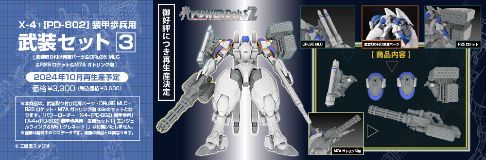 X-4+(PD-802) 装甲歩兵用　武装セット3[武装取り付け用肩パーツ＆DRu35 MLC＆R25ロケット＆M7Aガトリング砲] 特設ページ